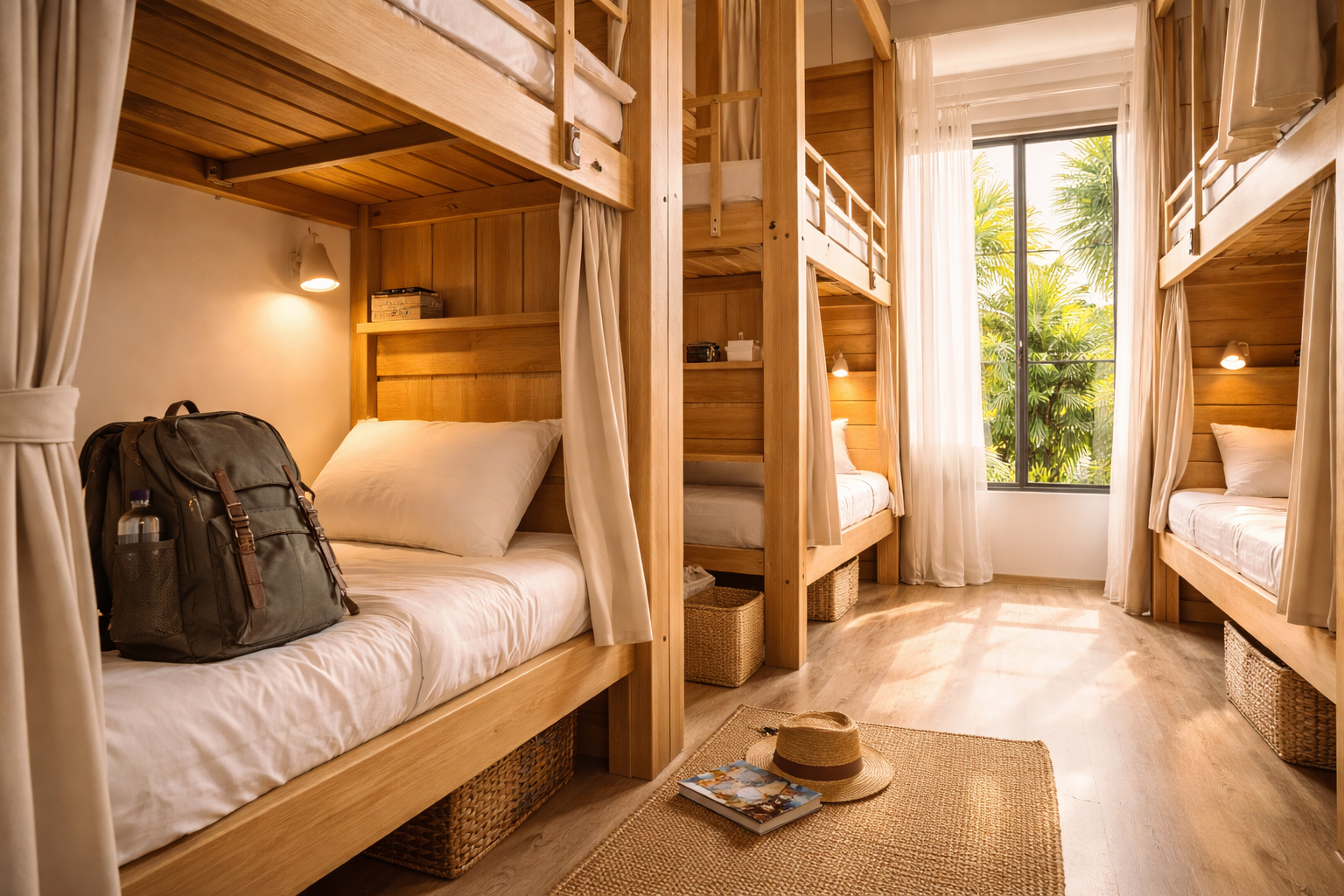 Hostel bunk room airy